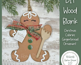 Gingerbread Christmas Tree Ornament - DIY Wood Blank - Holiday Winter Decor - Tree Decoration - Adult Kids Paint Kit