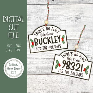 There&#39;s No Place Like Home For The Holidays SVG - City Zip Code Christmas Ornament Laser Cut File - Glowforge File