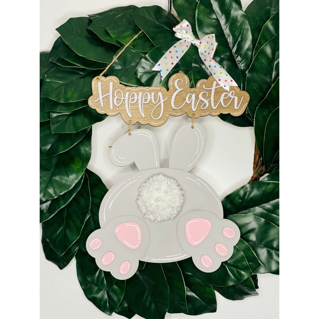Hoppy Easter Bunny Door Hanger SVG - Easter SVG File - Laser Cut File ...