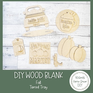 DIY Fall Harvest Tiered Tray - Wood Blank Kit - Tiered Tray Decor - Fall Truck Decor - Pumpkin Spice - Seasonal Home Decor