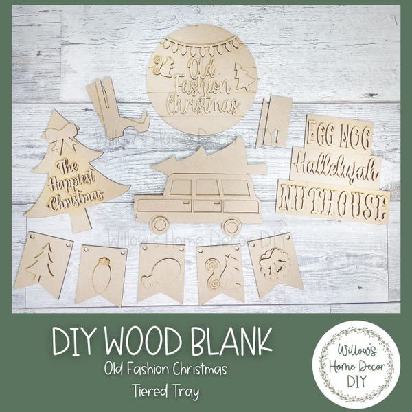Plateau à plusieurs niveaux pour les vacances de Noël DIY - Nuthouse - Kit DIY - Créations artisanales - Blank en bois - Décoration d'intérieur