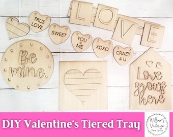 Valentine's Tiered Tray Set - DIY Kit - Three Tier Tray - Craft Kit