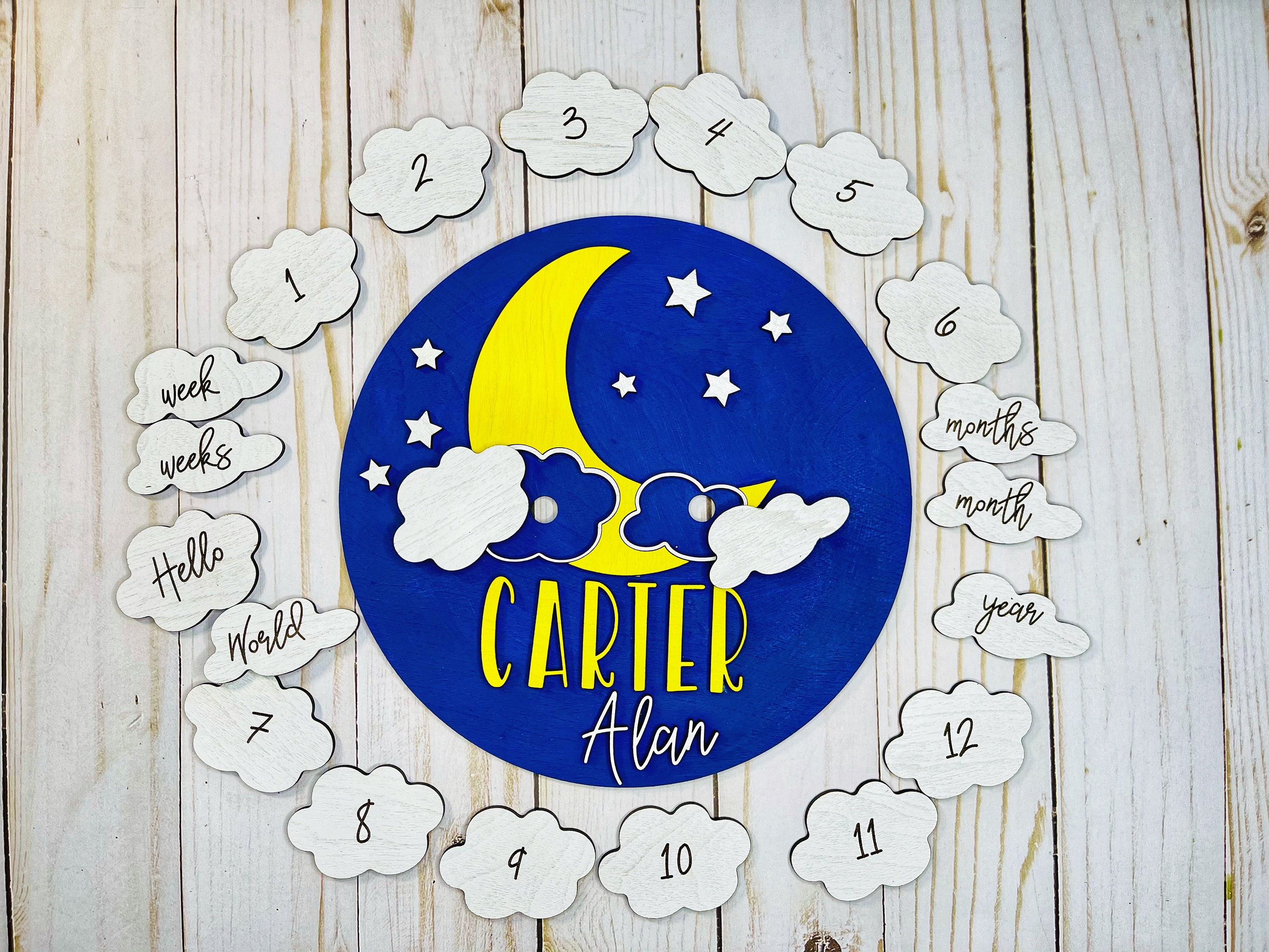 Moon and Stars Baby Milestone SVG - Newborn Photo Prop - Laser SVG File ...