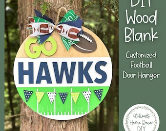 DIY Wood Blank Customized Football Door Hanger - Unfinished Adult Kids Craft - Fall Sports Porch Decor - Front Door Sign Paint Party