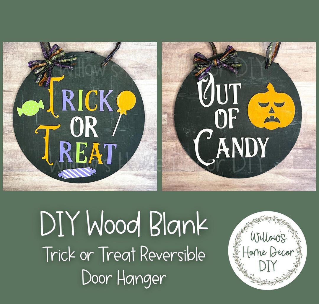 Trick or Treat Reversible Halloween Door Hanger - Halloween Candy Home ...