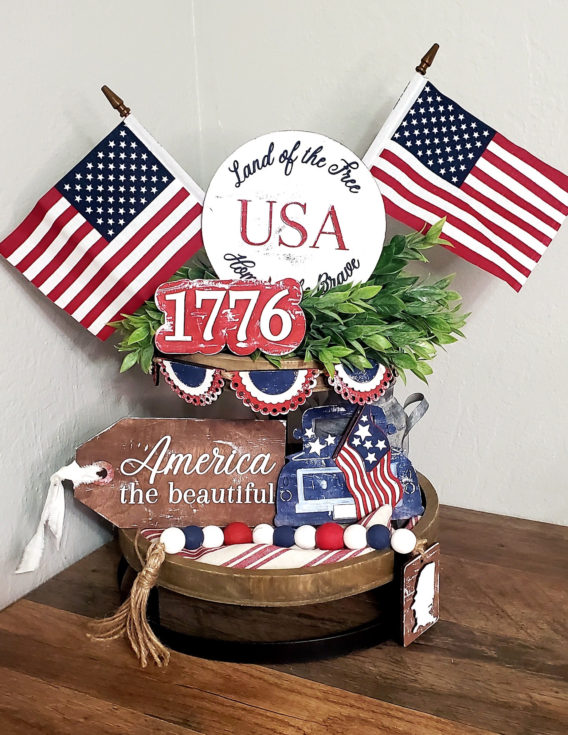 DIY 4th of July Tiered Tray Patriotic Tier Tray Kit Etsy UK