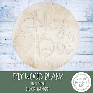 Hey Boo Halloween Door Hanger - Halloween Home Decor - DIY Door Hanger Kit - DIY Wood Sign