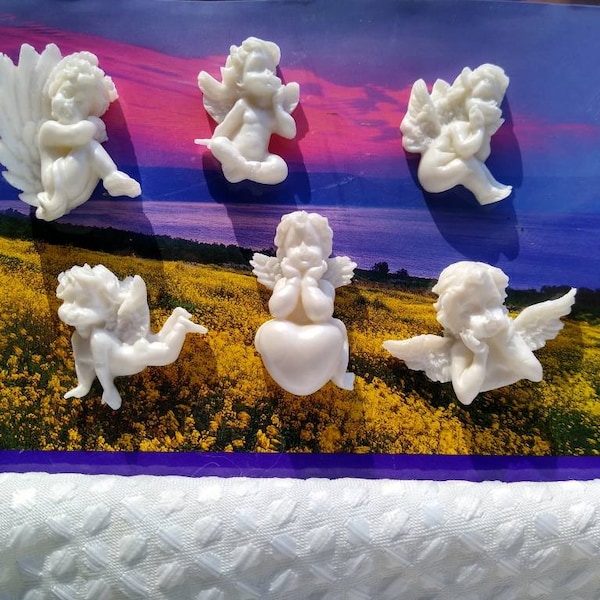 6 Little angel soaps, religious soap, baptism soap, christening soap, spiritual soap, finger soap, hand soap, cherub soaps, cherub angel