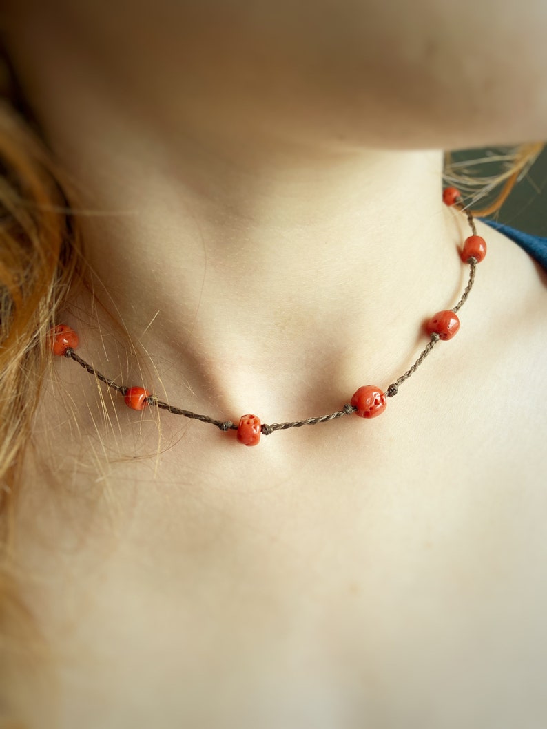 Dainty Red Coral Necklace uk Red Bracelet Mediterranean Coral Choker Gift for Woman Bohemian Crystal Jewellery Beaded Coral Choker uk