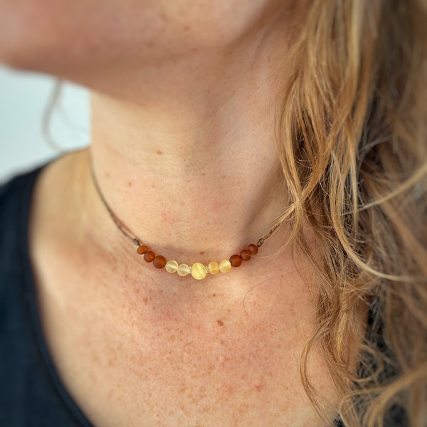 Raw Amber Necklace Baltic Amber Choker Bracelet Gift for Wife Birthday Present Boho Jewellery Beaded Necklace UK