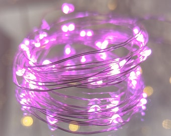 LED Soft Lilac Battery Wire Fairy Lights - Length 2metres - Home/Wedding/Occasion/Christmas/Baby Shower