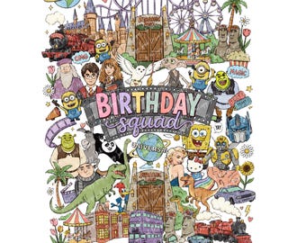 Universal Studios Birthday Squad PNG Parques Temáticos Vacaciones - viaje familia amigos grupo camisetas vacaciones