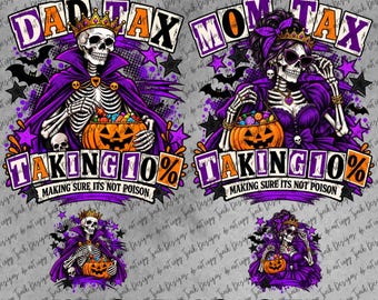 Zestaw 4 cukierków na Halloween „Tata, mama, podatek” – kieszonkowy i pełnowymiarowy