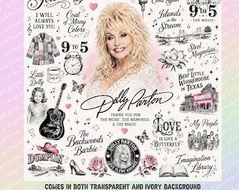 Dolly Parton Memorial Png - Kwadratowy wzór - Opakowanie na kubek - 9 do 5 - Barbie z głębi lasu - Płaszcz w wielu kolorach - Jolene - Biblioteka wyobraźni