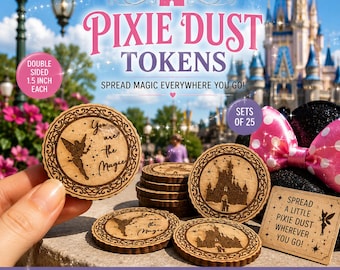 Pixie Dust Wooden Coins | Double Sided, Cast Member Thank You Gifts, Pin Trading, Magical Disney Park Fish Extender Gifts Park Magic Token