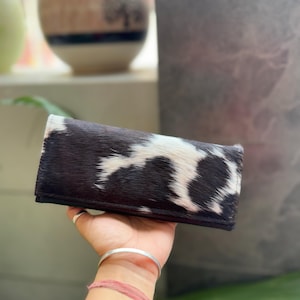 Cowhide Leather Clutch Purse: Genuine Hair-on Hide Wallet for Women