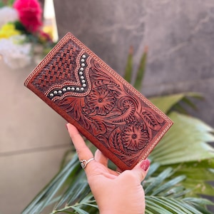 レザークラフト カービング ロングウォレット ツーリングレザー レザークラフト カービング ロングウォレット ツーリングレザー