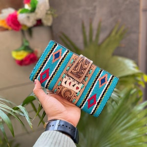 Met de hand bewerkte kaarten snijwerk clutch Azteekse zadeldeken westerse stijl Gamble-koppeling damesportemonnee