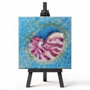 Original Seashell oil painting, Coastal art Sea shell on canvas,  Miniature Original Oil Painting Beach Wall Art Shell Wall Art 12X12in