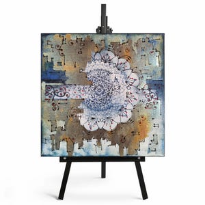 Mandala Malerei Geschenk Originale Malerei, Acryl auf Leinwand Goldene Blatt Gemälde 12Bx12Hx0,6T in