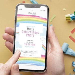 Digital birthday invitation - card - WhatsApp, email or to print - party - invitation card - personalized