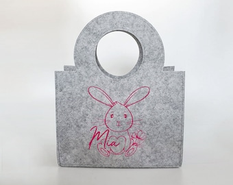 Personalisierte süße Ostertasche aus Filz 27 x 13 x 21 cm | Tasche mit Namen | Oster-Tasche | Osterkorb | Geschenk | Ostern