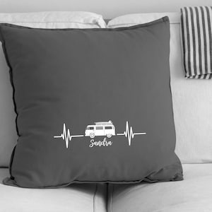 Camping - Bulli cushion cover 50 x 50 cm personalized | Pillowcase | Camping | bus
