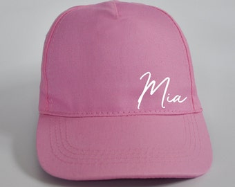 Casquette enfant personnalisée | Casquette de baseball | Casquette de baseball | Cappy | Chapeau rose avec nom