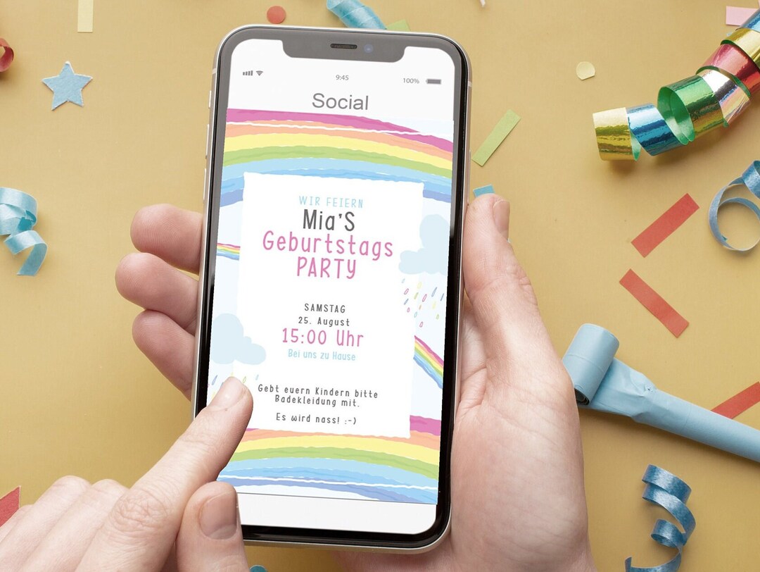 Digital Birthday Invitation Card Whats App Email or Etsy