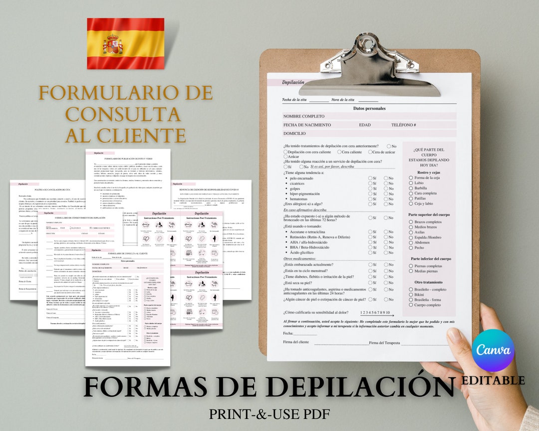 Spanish/espaÑol Forma De Depilación, Spanish Waxing Treatment Forms