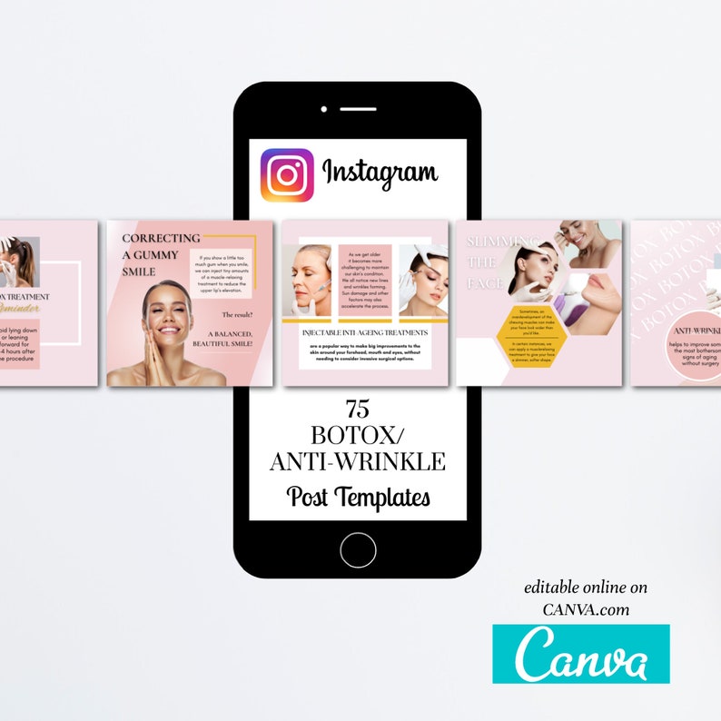 Editable Botox Instagram Post Templates Antiwrinkle Etsy
