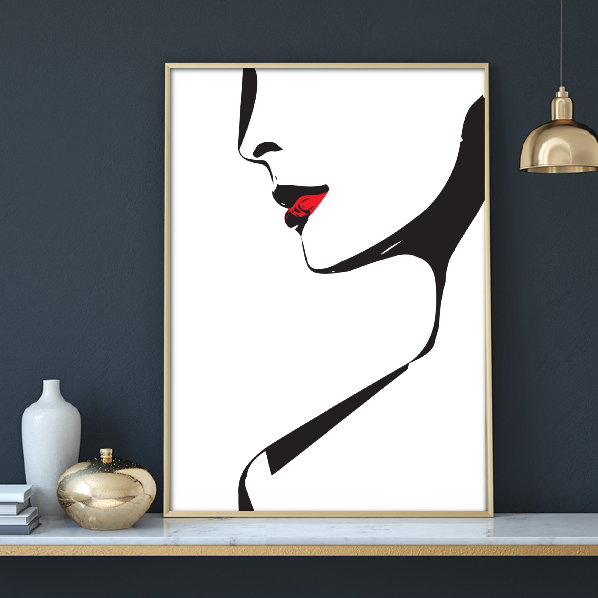 Black and White Fashion Wall Art Black & White Woman Line | Etsy