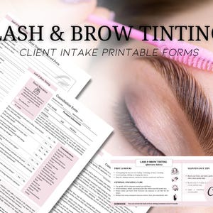 Lash and Brow Tint Forms | Eyebrow Consultation Form | Eyelash Tint Intake | Editable Consent and Aftercare | Beauty Salon Templates