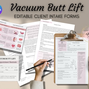 Vacuum Butt Lift Client Intake Forms, Med Spa Forms, Esthetician Consultation, Body Sculpting, Brazilian, Consent Form, Editable Template