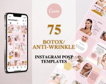 Editable Botox Instagram Post Templates, Anti-Wrinkle Treatment Social Media Templates, Botox Injection IG Feed, Anti-Aging, Beauty Salon