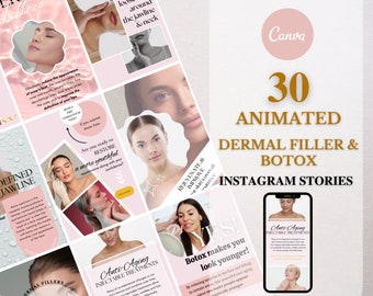 ANIMATED Dermal Filler and Botox Instagram Story Template, Editable IG Video Story, Hyaluronic Acid, Esthetician Template, Beauty Salon