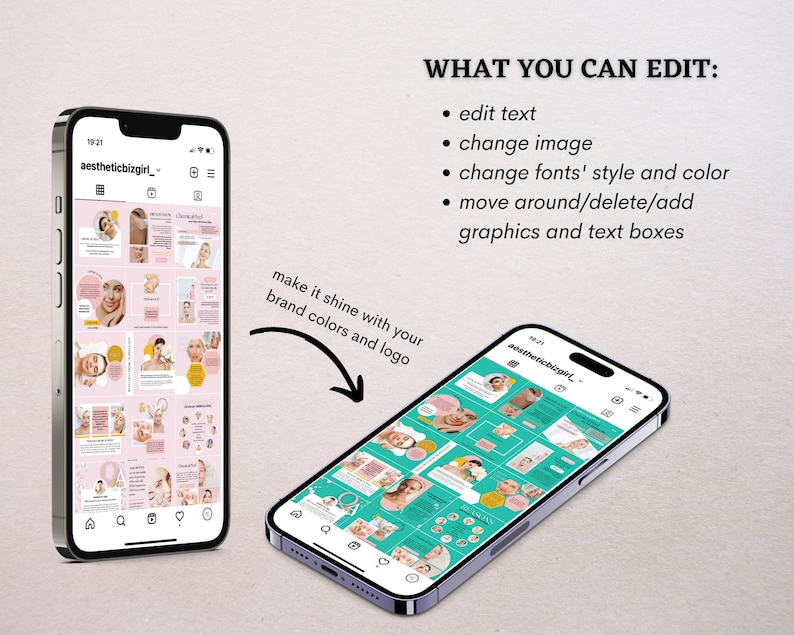 Editable Chemical Peel Instagram Post Template, Facial IG Feed, Skin Care Social Media Post, Beauty Salon Insta, Esthetician Template, Canva image 4