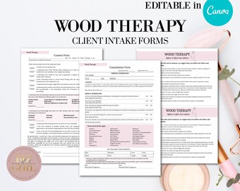 Editable Wood Therapy Client Intake Forms, Madero Therapy Consultation Forms, Spa Salon Templates, Massage Consent Forms, Med Spa, Canva