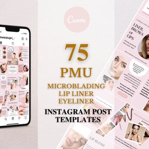 PMU Instagram Template | Microblading Instagram Template | PMU Social Media Post | PMU Brows Templates | Permanent Makeup Instagram Template