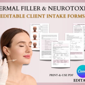 Dermal Filler and Neurotoxin Editable Forms, Botox Client Intake Form, Botulinum Toxin Consultation, Esthetician Template, Beauty Salon Form