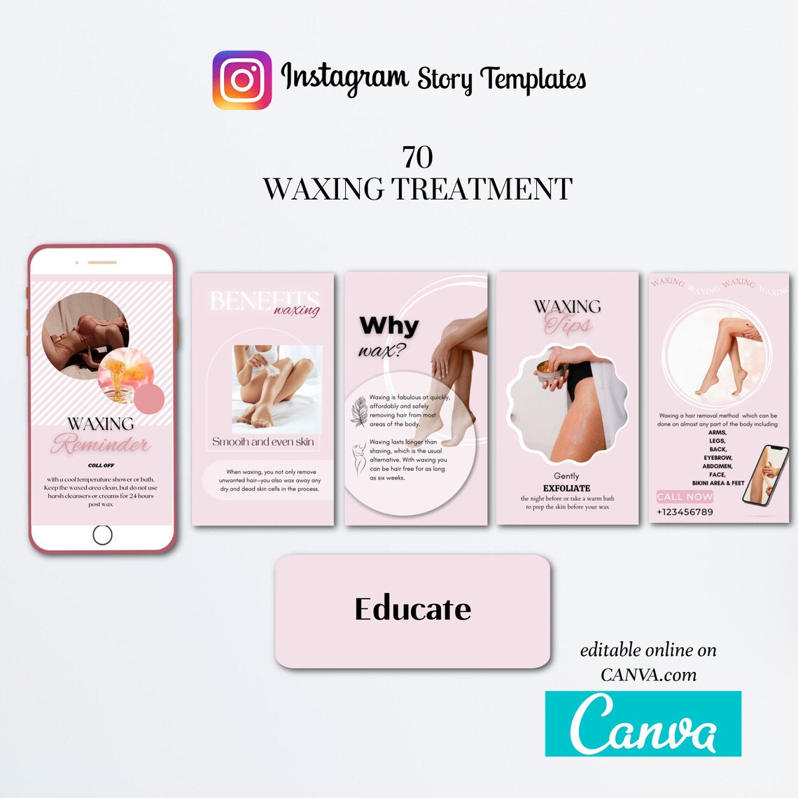 Editable Waxing Instagram Story Template Waxing Social Media - Etsy