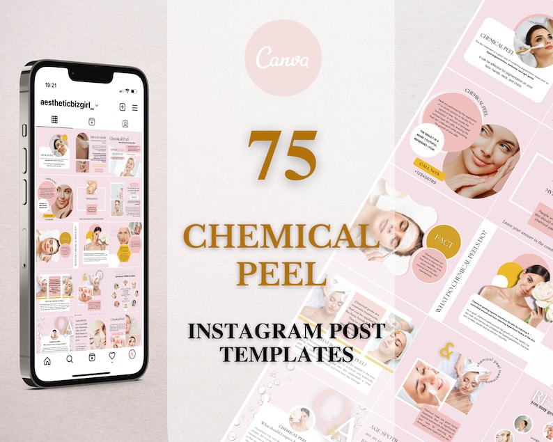 Editable Chemical Peel Instagram Post Template, Facial IG Feed, Skin Care Social Media Post, Beauty Salon Insta, Esthetician Template, Canva image 1