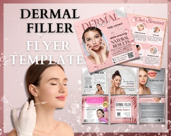 Dermal Filler Flyer Template, Editable in Canva, Hyaluronic Acid Lip Filler Flyer, Facial Injection Template, Esthetician Treatment, Digital