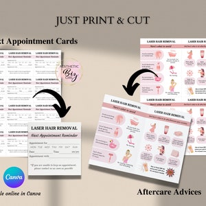 Laser Hair Removal Client Intake Forms, Editable in Canva Template, Esthetician Consultation Form, Beauty/ Spa Salon, Aftercare Cards image 7