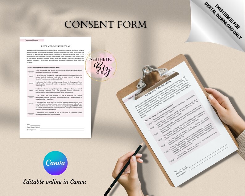 Pregnancy Massage Client Intake Forms, Editable Prenatal Consultation ...