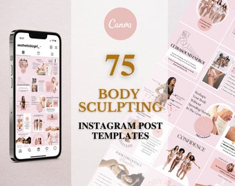 Editable Body Sculpting Instagram Post Template, Body Contouring IG Feed, Ultrasound/ Radio Frequency/ Vacuum Therapy/ Laser Lipo, Canva