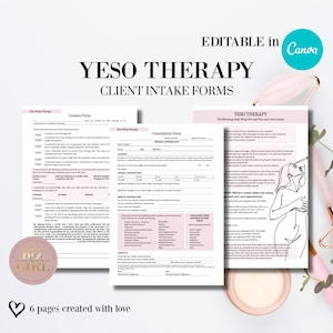 Editable Yeso Therapy Forms, Body Slimming Wrap Templates, Body Sculpting Consent, Body Contouring Client Intake, Beauty Salon, Med Spa
