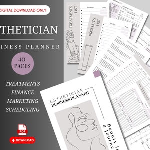 Esthetician Business Planner, Cosmetologist Binder, Beautician Printable Template, Beauty Business Planner, Beauty Salon, Marketing/ Finance