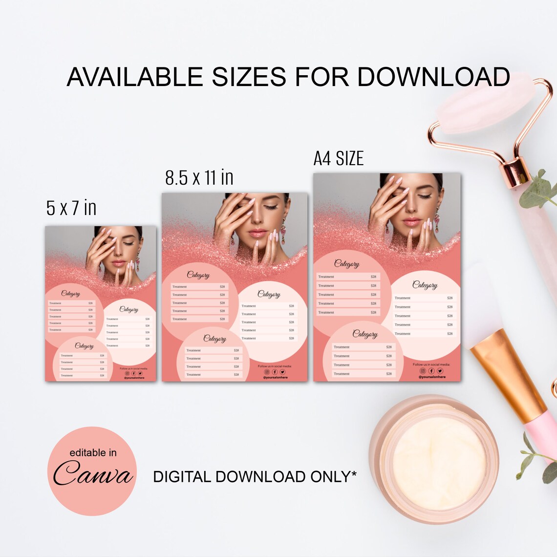 Editable Esthetician Price List Template Beauty Salon Etsy