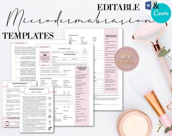 Editable Microdermabrasion Templates, Esthetician Forms, Microdermabrasion Forms, Consultation Form, Beauty Therapist Forms, Facial Forms